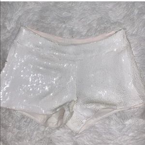 White sequin shorts.